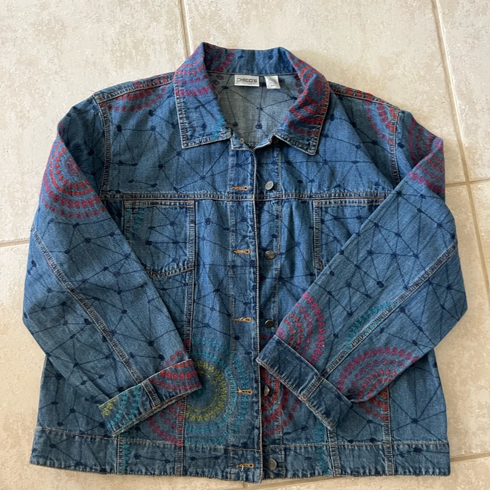 Chicos Denim Jacket Size 3- Excellent Condition